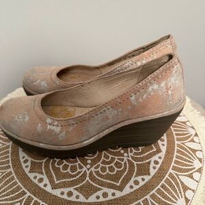 FLY LONDON Women's Wedges Shoes Pink/Tan SILVER Size 37